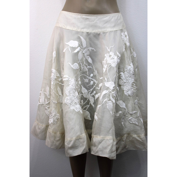 P.A.R.O.S.H P A R O S H Full Circle SKIRT Size S Embroidered Ivory - Picture 2 of 12